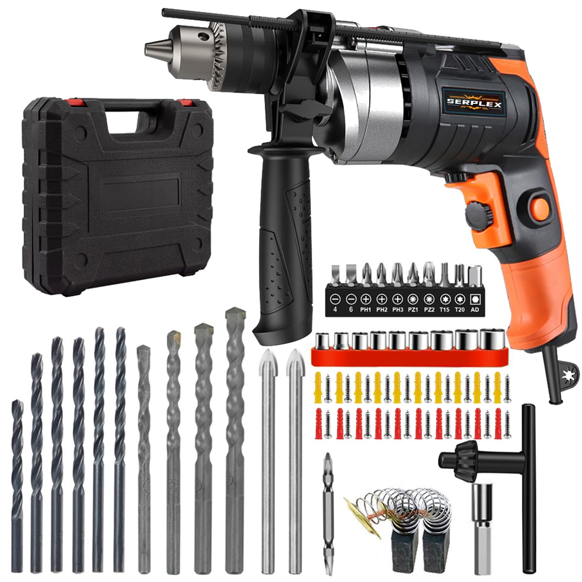 Serplex Drill Machine for Home Use 780W 30000 RPM 13 mm Variable Speed, Forward/Reverse Rotation Hammer Drill Machine, Aluminum Heat Dissipation Shell, Wire Length 2 M, for Home Improvement Projects Serplex Drill Machine for Home Use 780W 30000 RPM 13 mm Variable Speed, Forward/Reverse Rotation Hammer Drill Machine, Aluminum Heat Dissipation Shell, Wire Length 2 M, for Home Improvement Projects